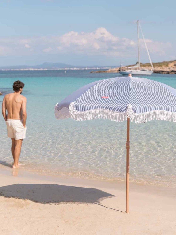 Strandschirm mit UV-Schutz - Blau gestreift - Bild 7