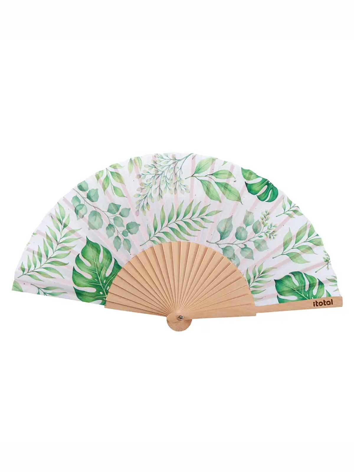 Fan - Weiß mit grünen Blättern