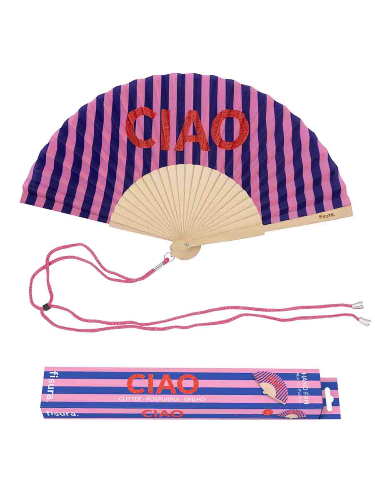 Fan - Streifen blau und rosa 