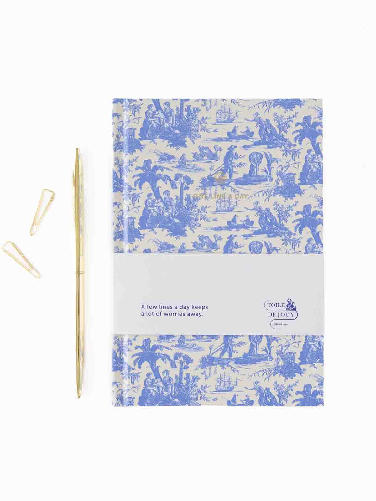 One Line a Day Buch (5 Jahre Tagebuch) - Toile de Jouy in blau