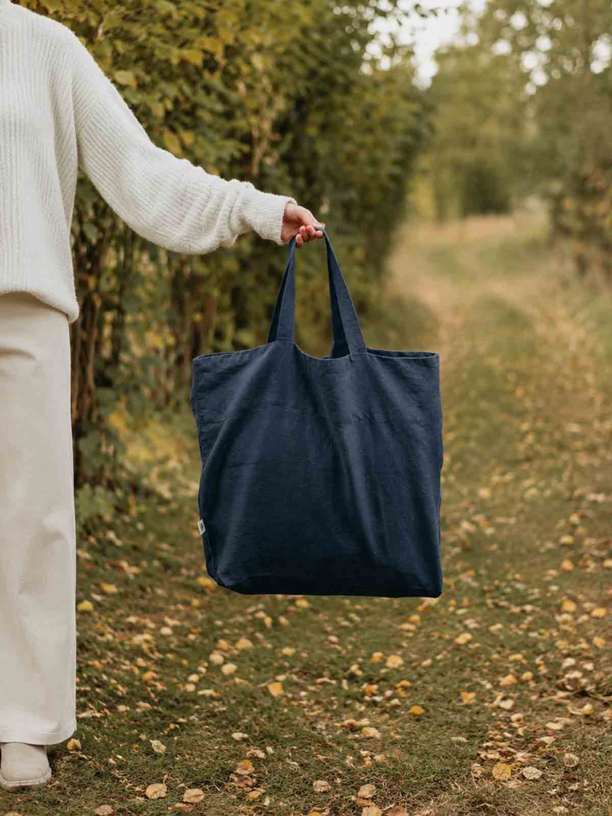Großer Leinenpullover (54 x 60 cm) - Marineblau