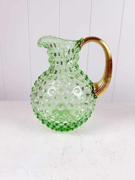 Kanister aus Igelglas 2 Liter - Hellgrün mit goldfarbenem Griff