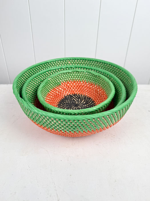 Brotkorb (3 Größen) – grün, orange und schwarz