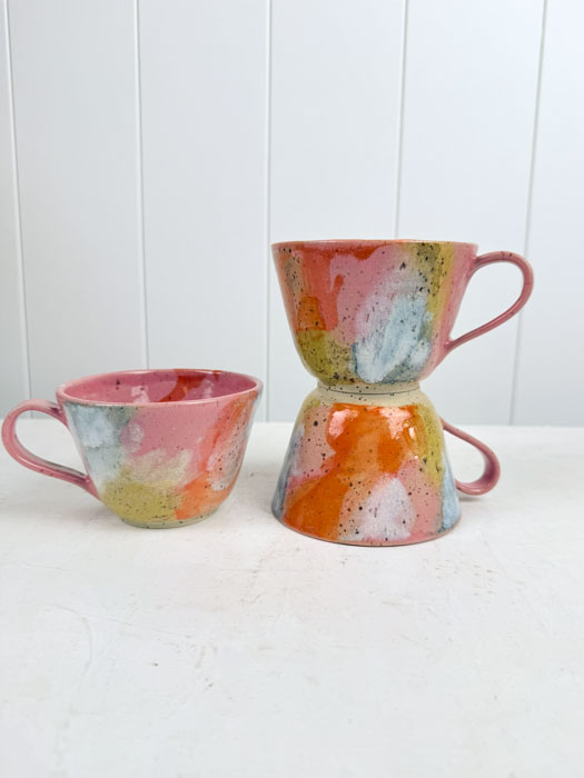 Kunstbecher mit Griff & quot;Sofie& quot; - Verspielt