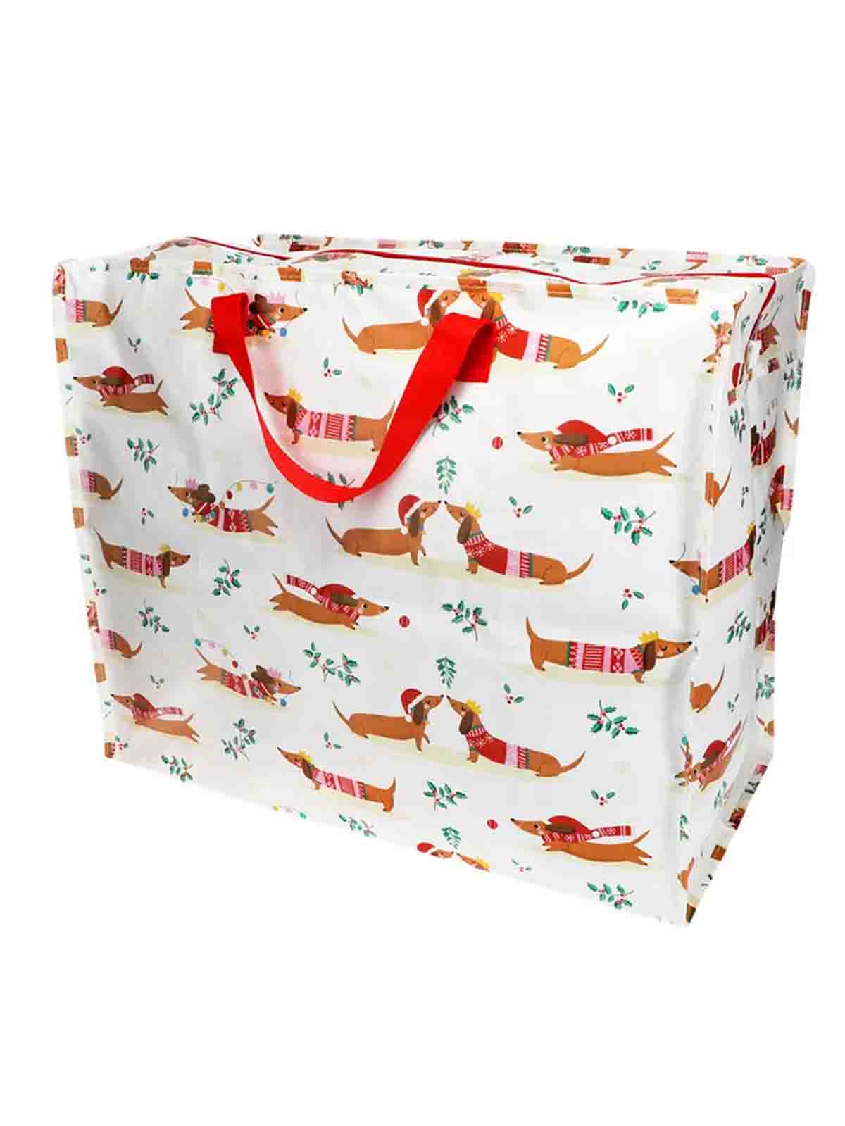 Jumbo Aufbewahrungsbeutel 78 Liter - Dachshunds & Weihnachtsspaß