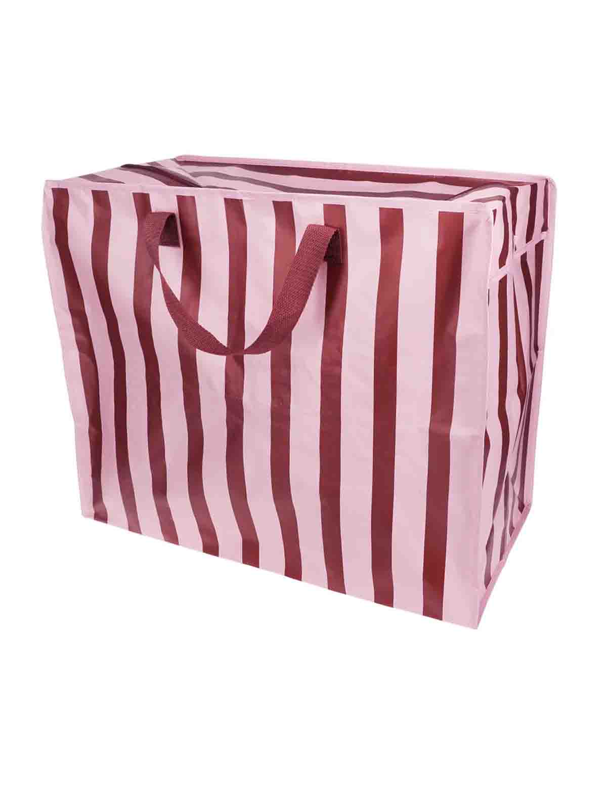 Jumbo Aufbewahrungsbeutel 78 Liter - Gestreift in rosa und burgundisch