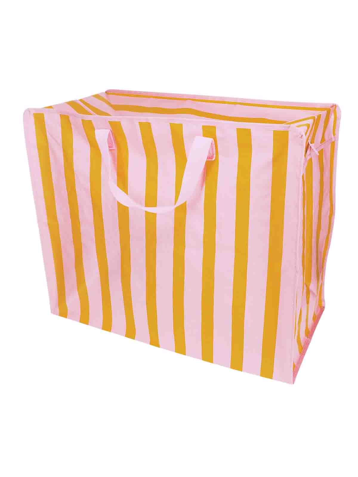 Jumbo Aufbewahrungsbeutel 78 Liter - In rosa und orange gestreift
