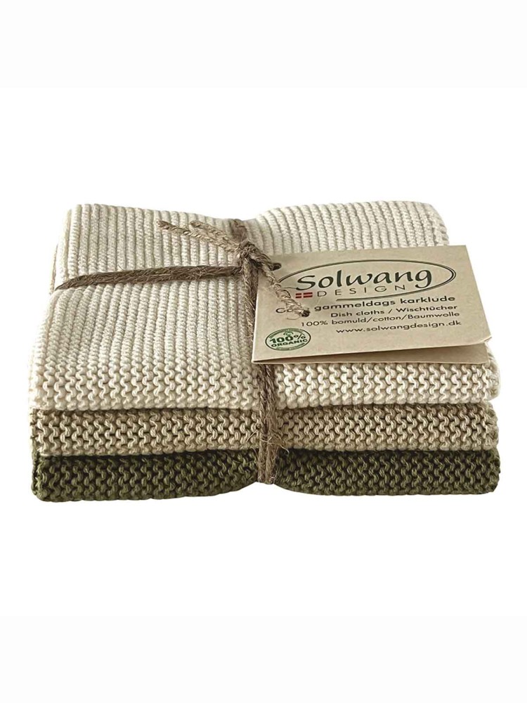 Strickjacken aus Solwang Baumwolle - Natur/Oliven