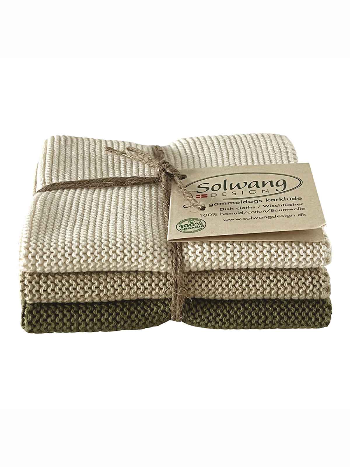 Strickjacken aus Solwang Baumwolle - Natur/Oliven