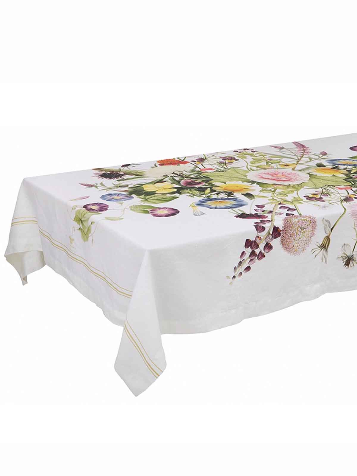 Tischdecke aus Leinen 145 x 220 cm - Blumengarten