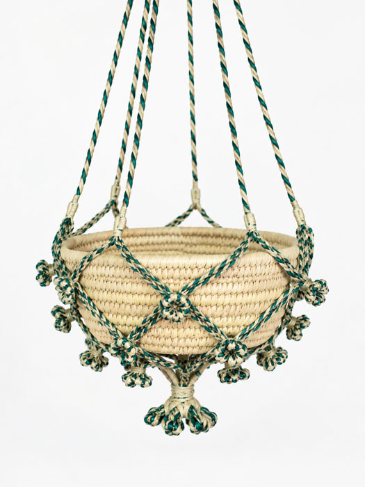 Alternative Ansicht der Jute Suspension in natur/grün - klein