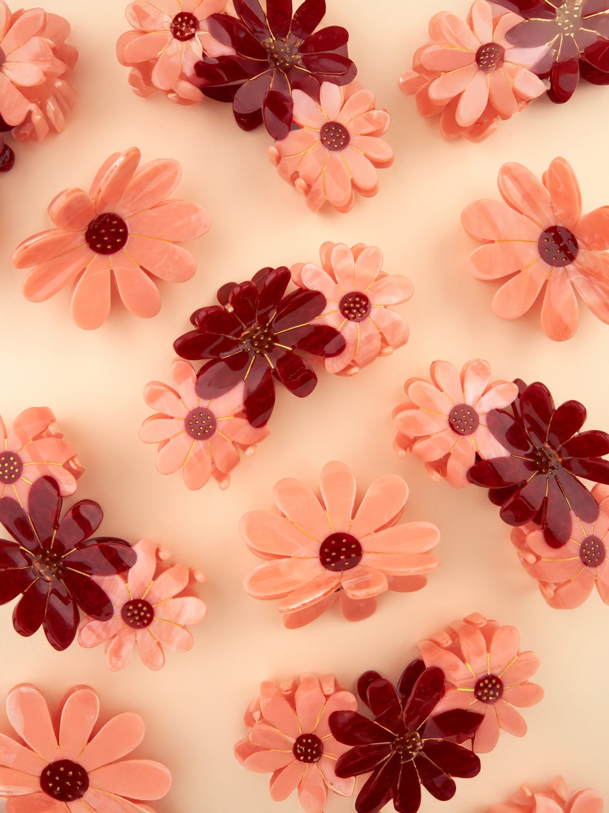 Alternative Ansicht von Haarclip – Rosa Blume – Himbeere Mitte