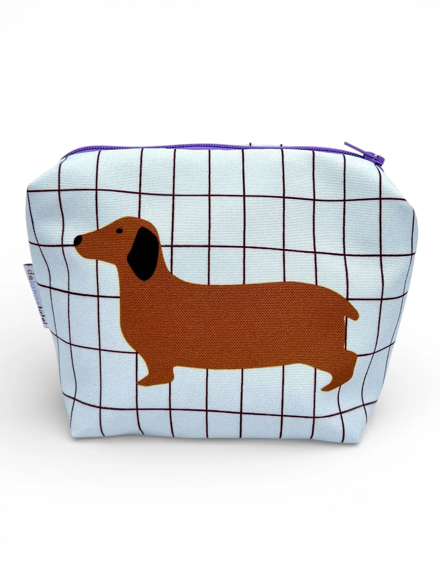 Make-up Geldbörse (12 x 8 x 8.5) - Creme mit tern und dachshund
