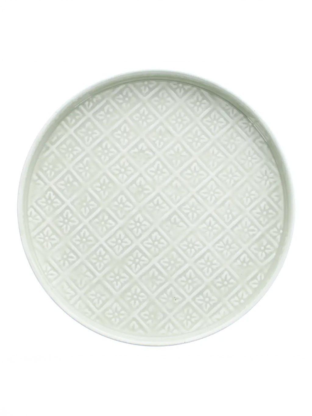 Runder Emaille-Tray (30 cm) - Hellgrau