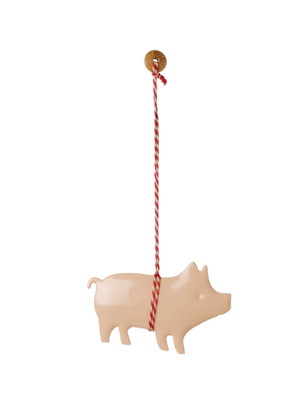 Metall Ornament - Schwein in rosa (Natur)