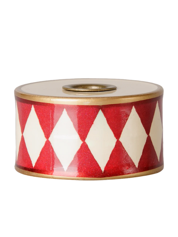 Candlestick Trommel - Rot mit cremefarbenem Harlekin - Bild 3