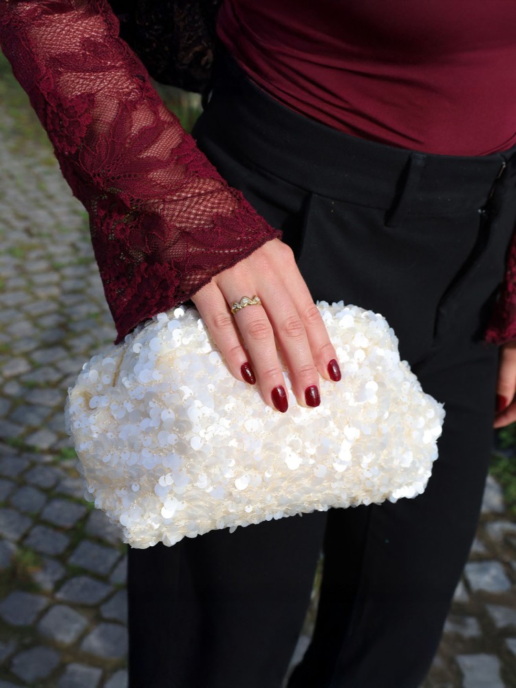 Clutch & quot;Thea" - Abgepailletten weiß - Bild 2