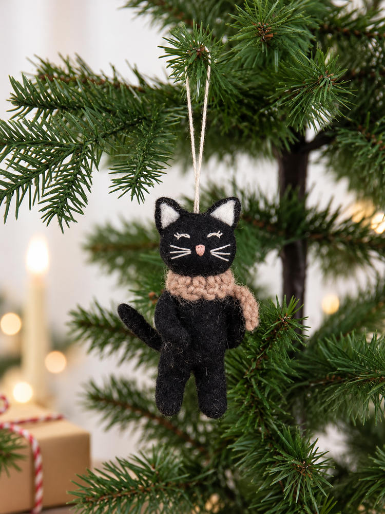 Filzkatze in schwarz 