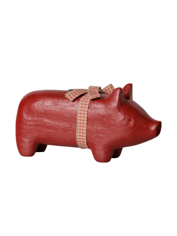 Alternative Ansicht des Holzkerzenständers - Mittel Schwein in Rot